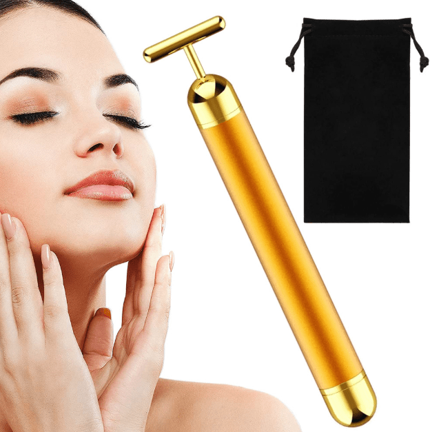 V-Shaped Electric Facial Massage Bar – Gold Micro-Vibration Facial Sculptor